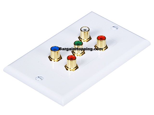 5 RCA Component Two-Piece Inset Wall Plate RGB + Audio